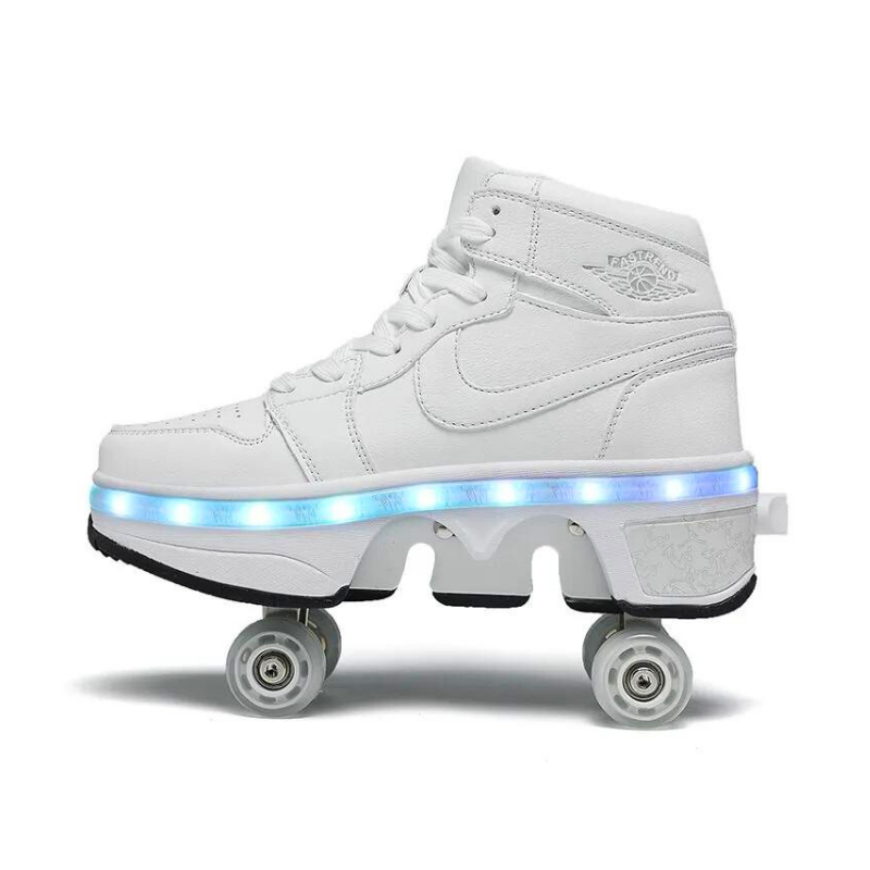 ★ ★ Skate Kicky Sneakers T52F0ARS110FT1DA1 Kick Air Shoes With Wheels White MID 11-LED