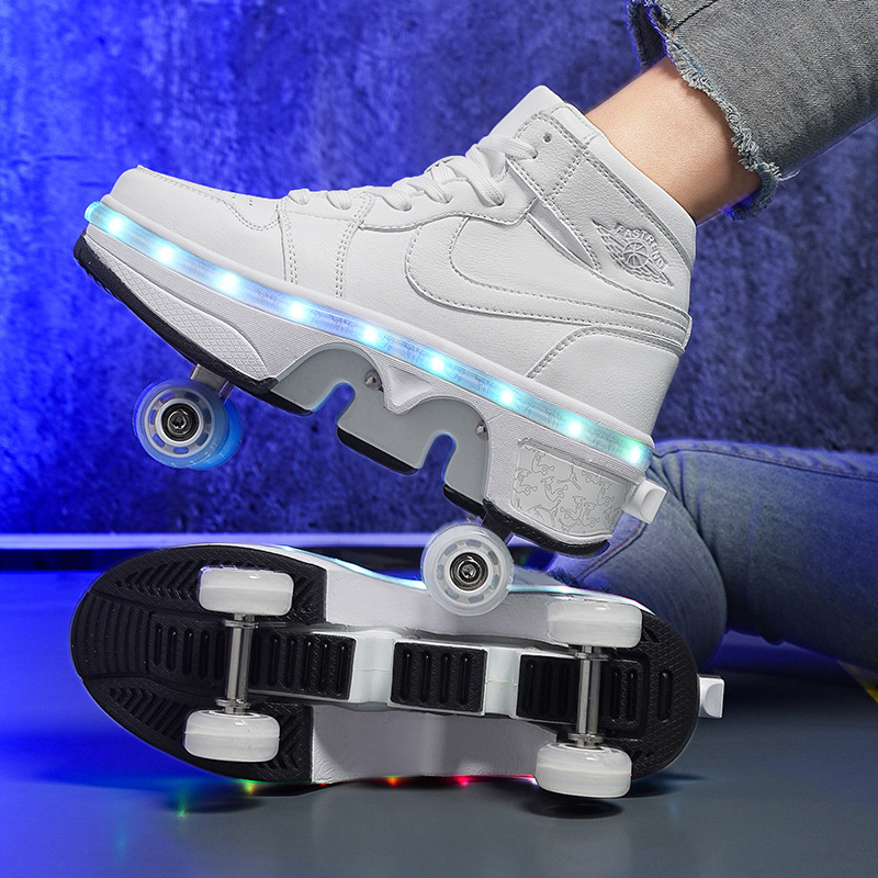 Kick Air Shoes With Wheels White MID 11-LED